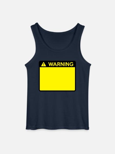 Warning Sign (2 colour) - Gildan Men’s Tank Top - navy