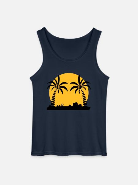 island_palm_sunset_ve2 - Gildan Men’s Tank Top - navy