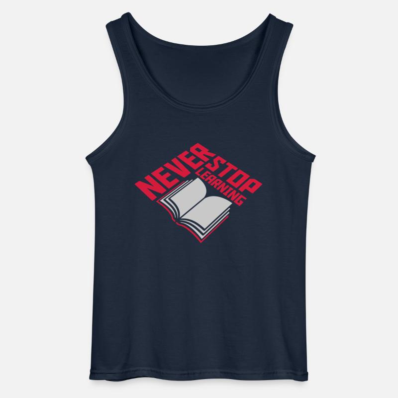 never stop learning Zitat - Gildan Männer Tank Top - Navy