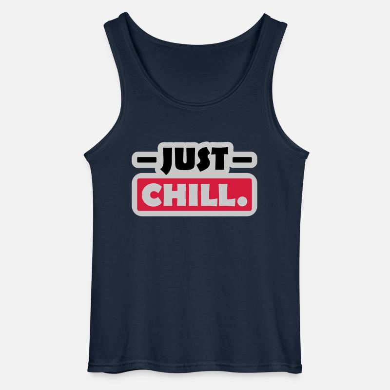 Just Chill Text Logo - Gildan Men’s Tank Top - navy