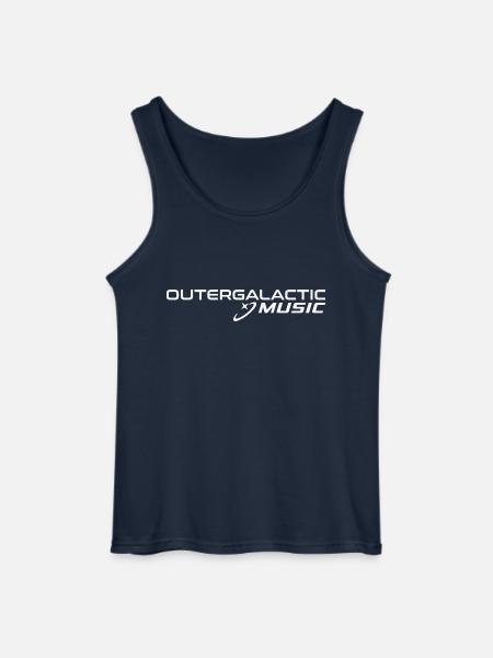 Outergalactic Music logo white - Gildan Men’s Tank Top - navy