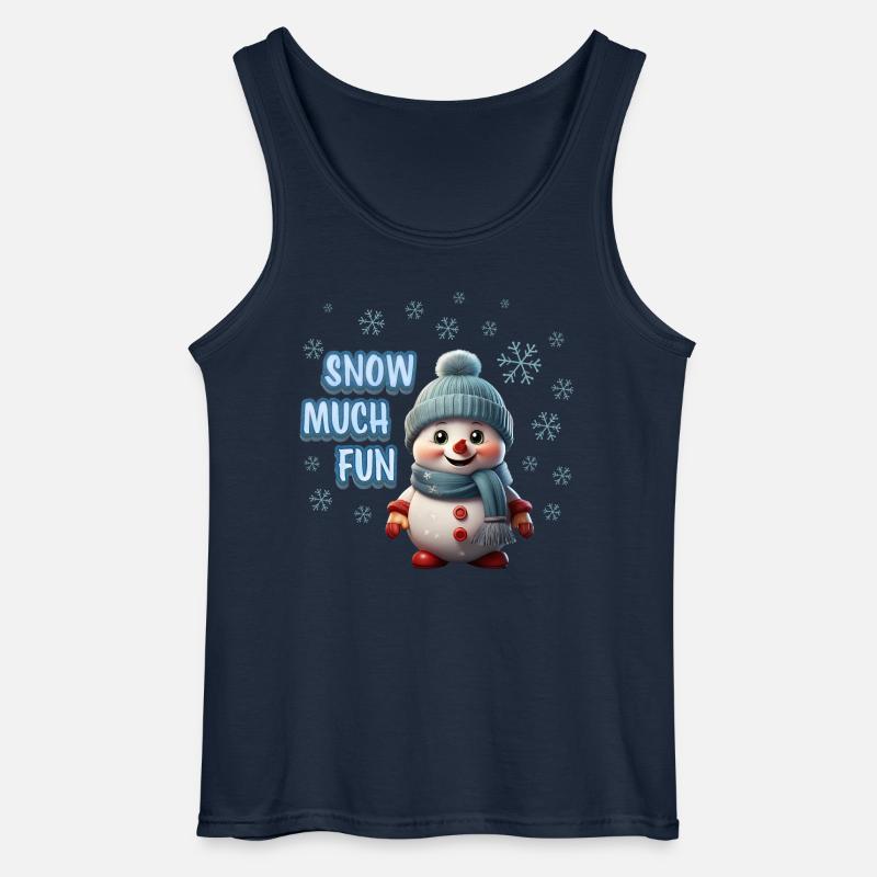 SNOW MUCH FUN - Cute Snowman - Gildan Men’s Tank Top - navy