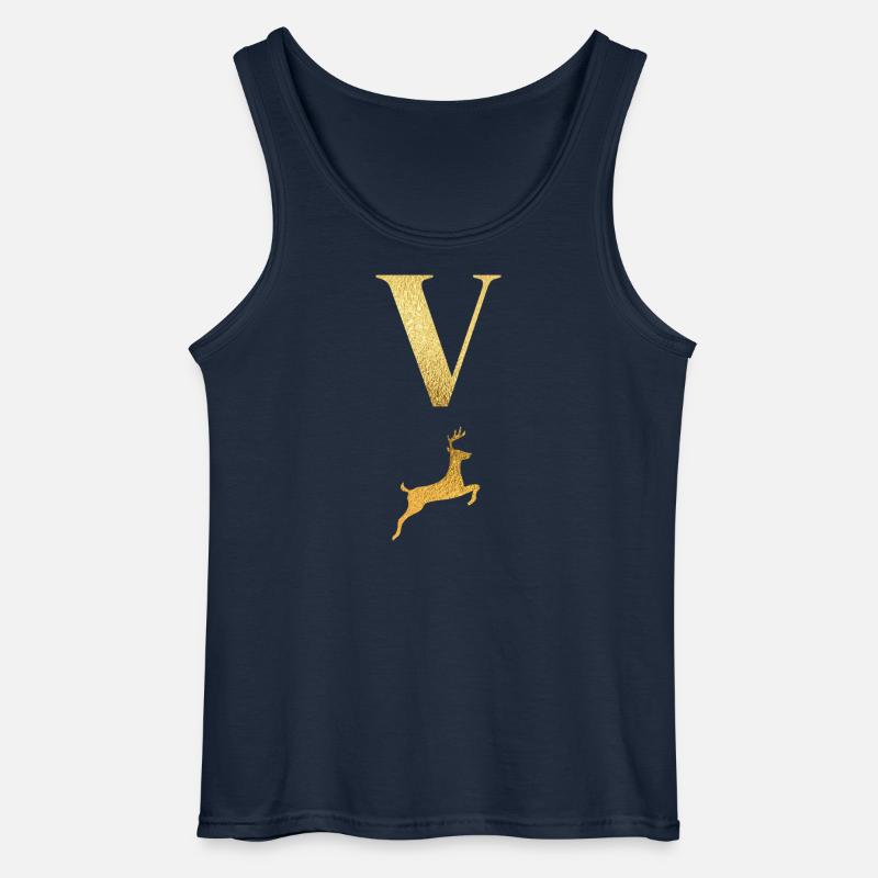 Buchstabe v goldener Hirsch - Geschenkidee - Gildan Männer Tank Top - Navy