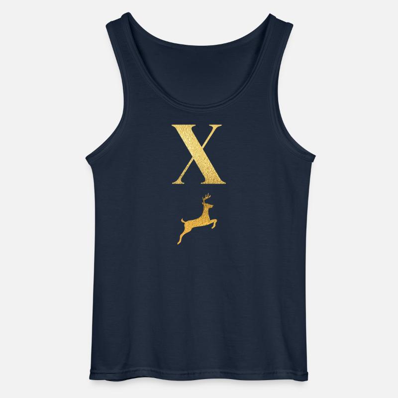 Buchstabe x Goldener Hirsch - Geschenkidee - Gildan Männer Tank Top - Navy