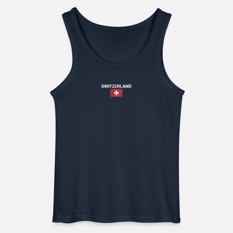 Schweizer Wortzeichen mit Flaggenemblem - Gildan Männer Tank Top - Navy