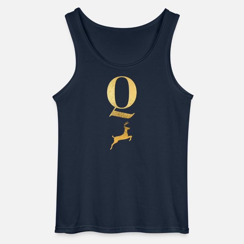 Buchstabe Q Goldener Hirsch - Geschenkidee - Gildan Männer Tank Top - Navy