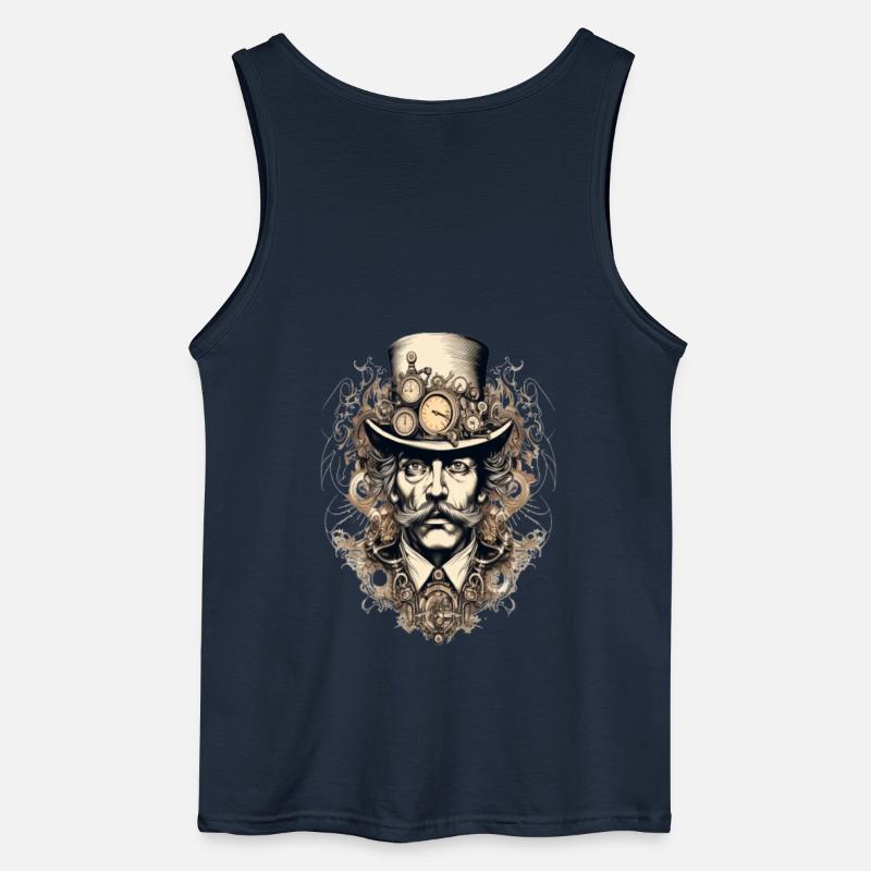 Steampunk Gentleman mit Uhren - Gildan Männer Tank Top - Navy