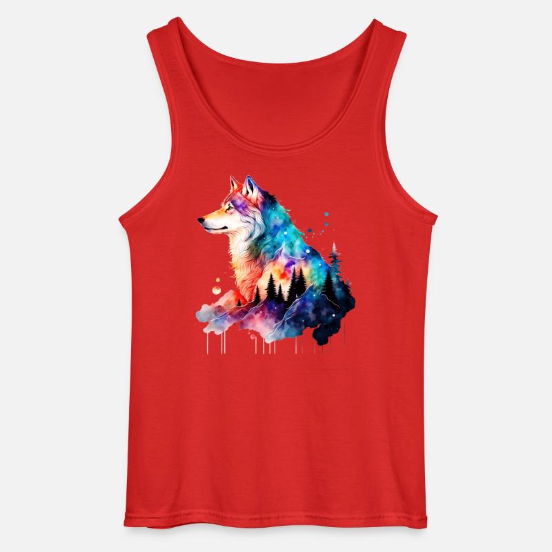 Wolf - Gildan Männer Tank Top - Rot