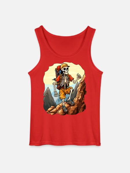 Skeletons Hiking / Mountaineer Skeleton - Gildan Men’s Tank Top - red
