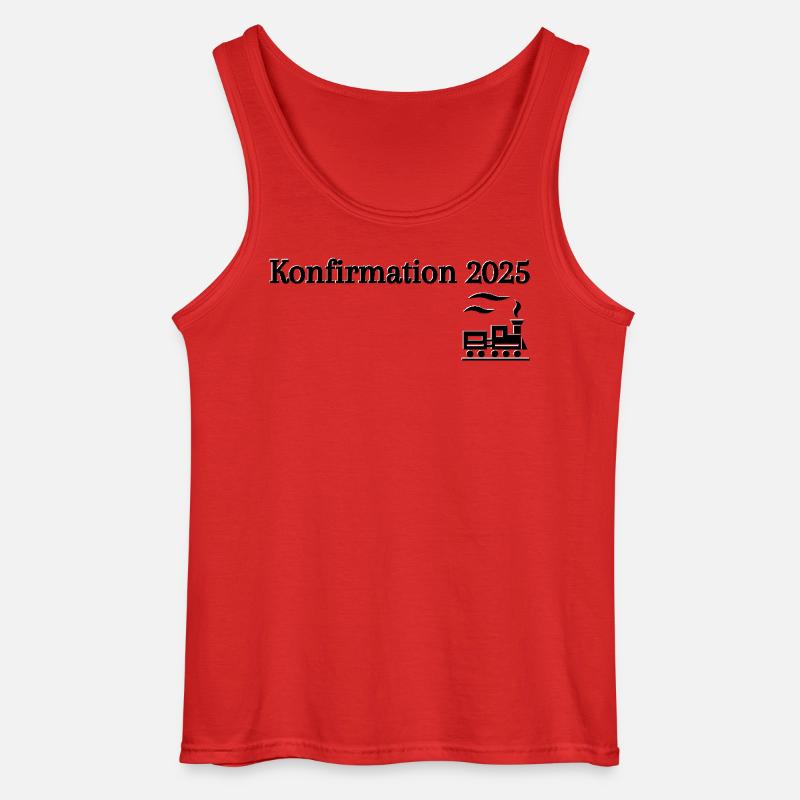 Konfirmation 2025 losfahrender Zug Reise - Gildan Männer Tank Top - Rot