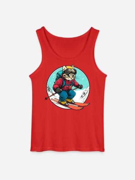 Katzen Ski / Skifahrer Katze - Gildan Männer Tank Top - Rot