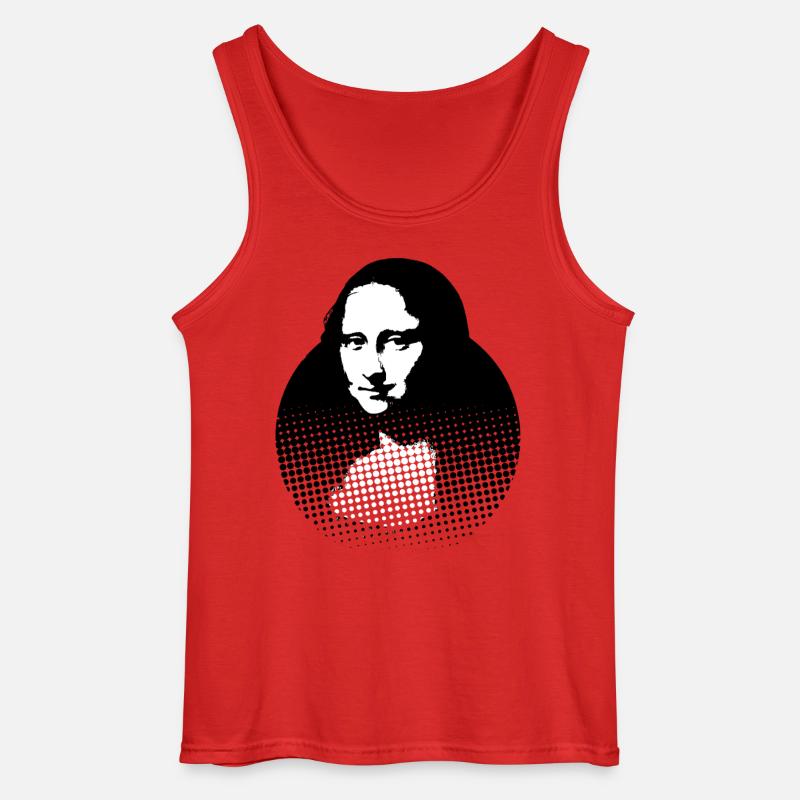 Mona Lisa, Leonardo da Vinci - Gildan Männer Tank Top - Rot
