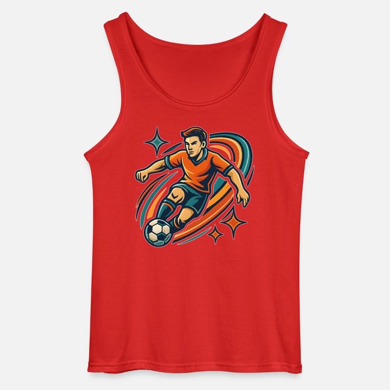 Dynamic Soccer Player Standing Design - Gildan Men’s Tank Top - red