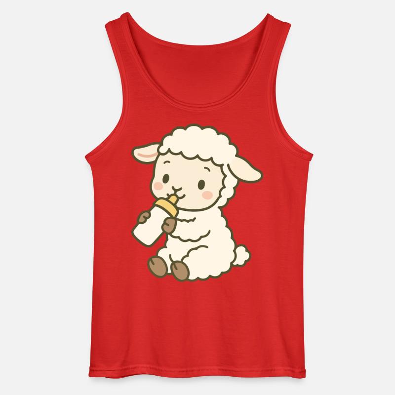 Lämmchen mit Milchflasche - Little Lamb Sip - Gildan Männer Tank Top - Rot