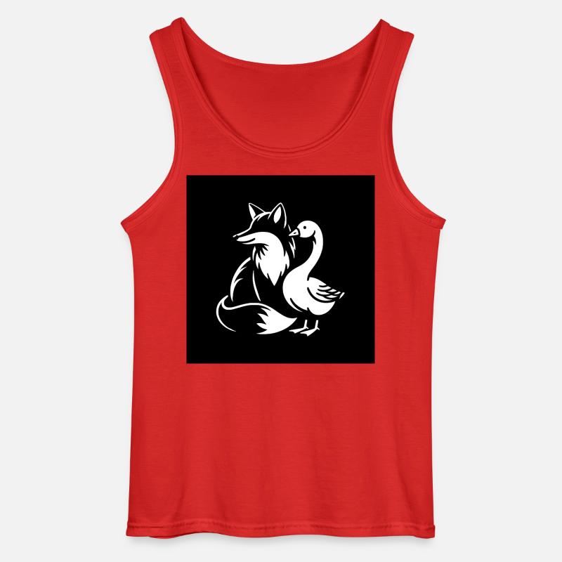 Fuchs und Gans in Freundschaft - Gildan Männer Tank Top - Rot