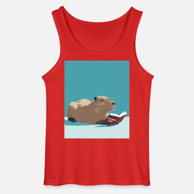 Capybara Reading – Funny Booktok Design - Gildan Männer Tank Top - Rot