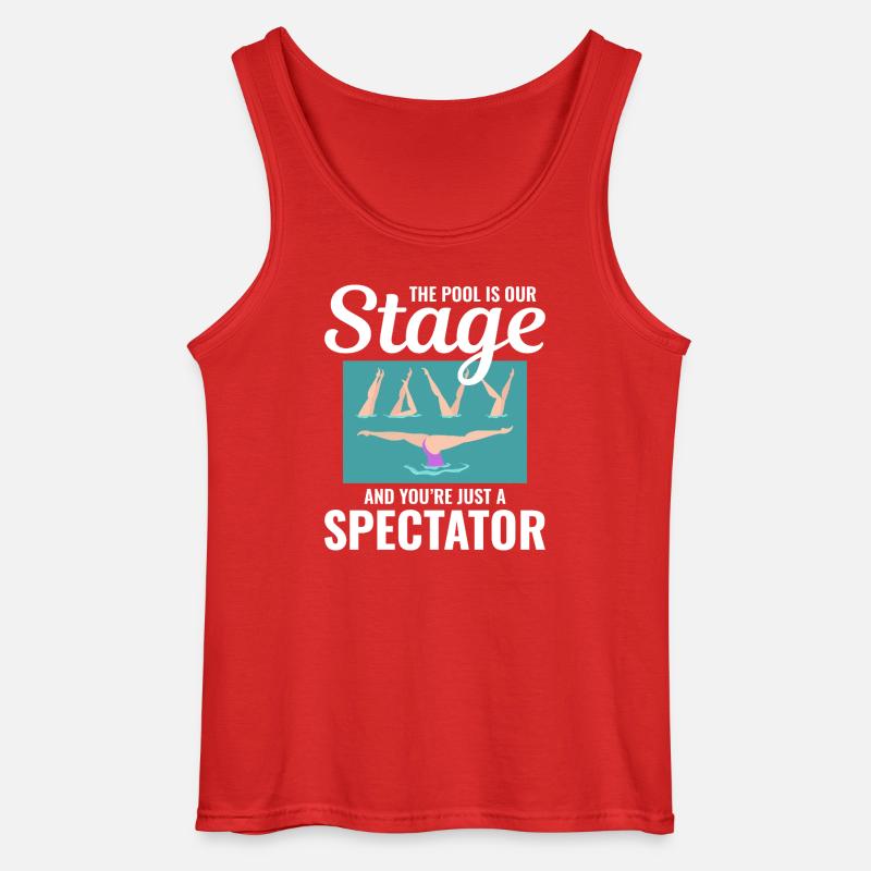Zuschauer am Pool, Illustration, Synchronschwimmen - Gildan Männer Tank Top - Rot
