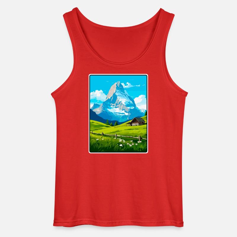 Eiger Schweiz Berglandschaft Illustration - Gildan Männer Tank Top - Rot