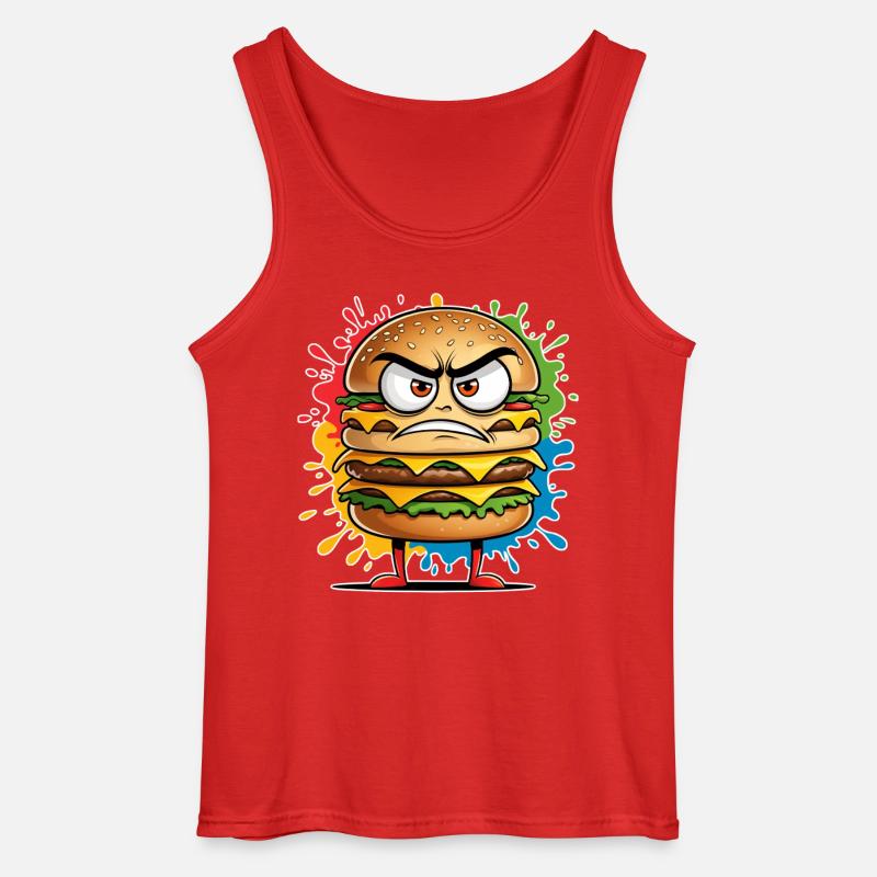 Wütender Burgermonster Illustration - Gildan Männer Tank Top - Rot