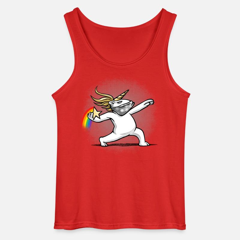 Einhorn wirft einen Regenbogen - Gildan Männer Tank Top - Rot