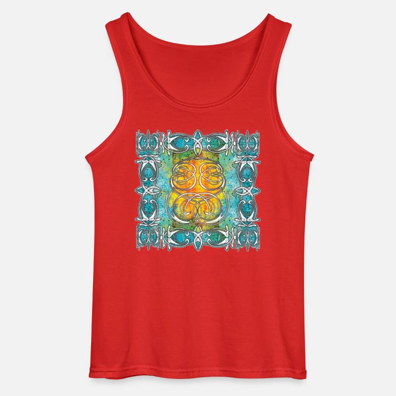 Celtic pattern with sun motifs - Gildan Men’s Tank Top - red