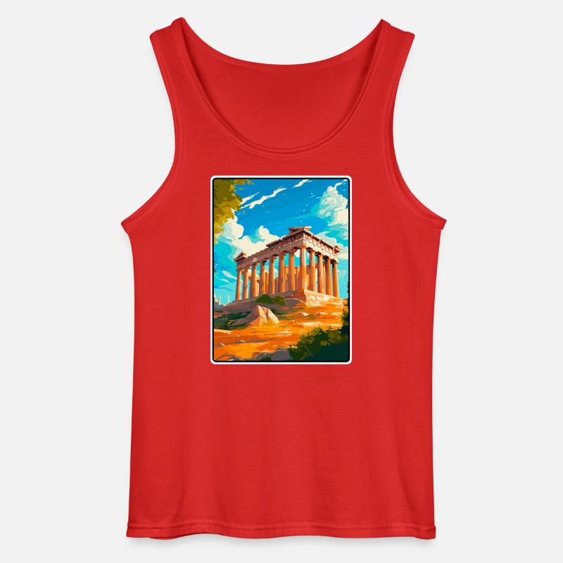 Antiker griechischer Tempel Illustration - Gildan Männer Tank Top - Rot