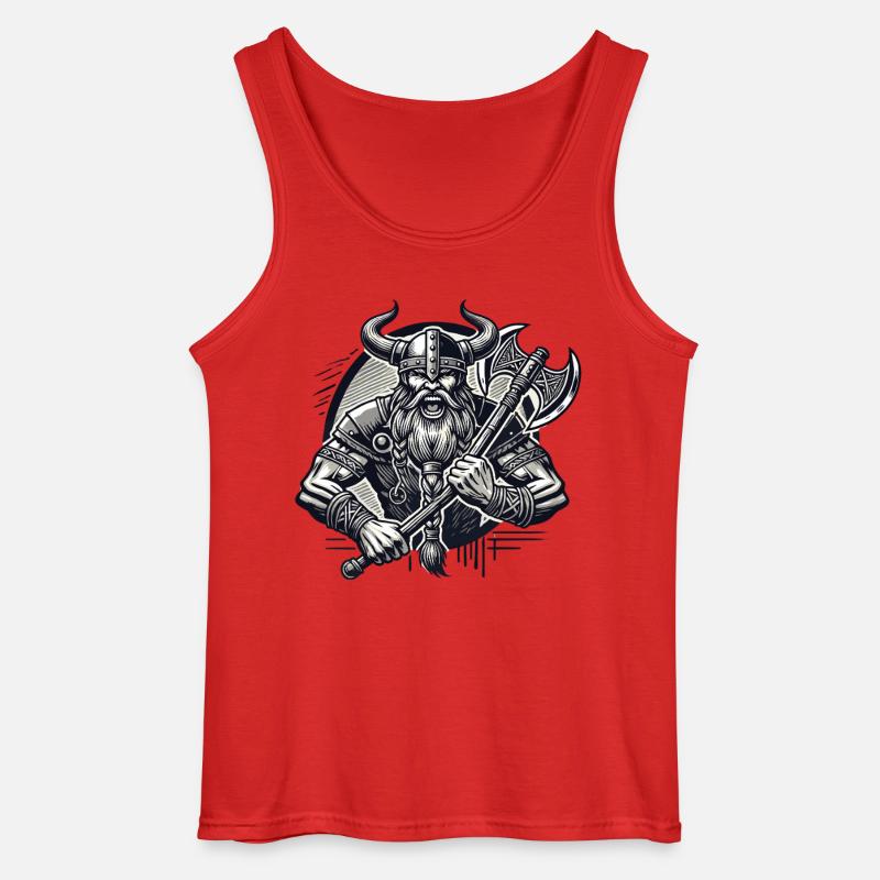 Krieger mit Axt und Hornhelm - Gildan Männer Tank Top - Rot