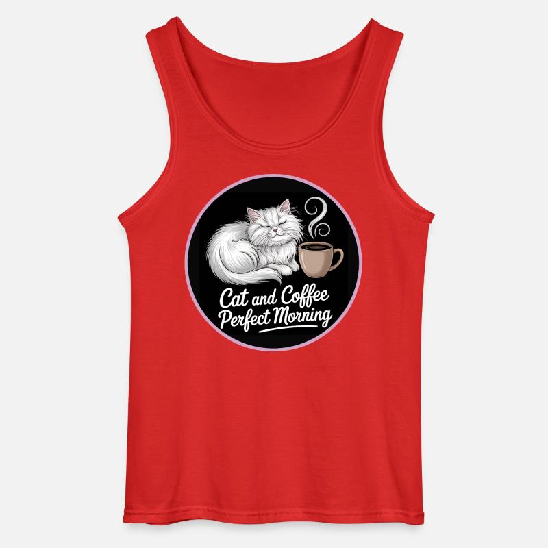 Katze und Kaffee Perfekter Morgen - Gildan Männer Tank Top - Rot