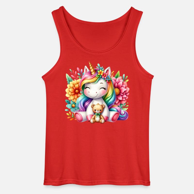 Regenbogen Einhorn Blumentraum - Gildan Männer Tank Top - Rot