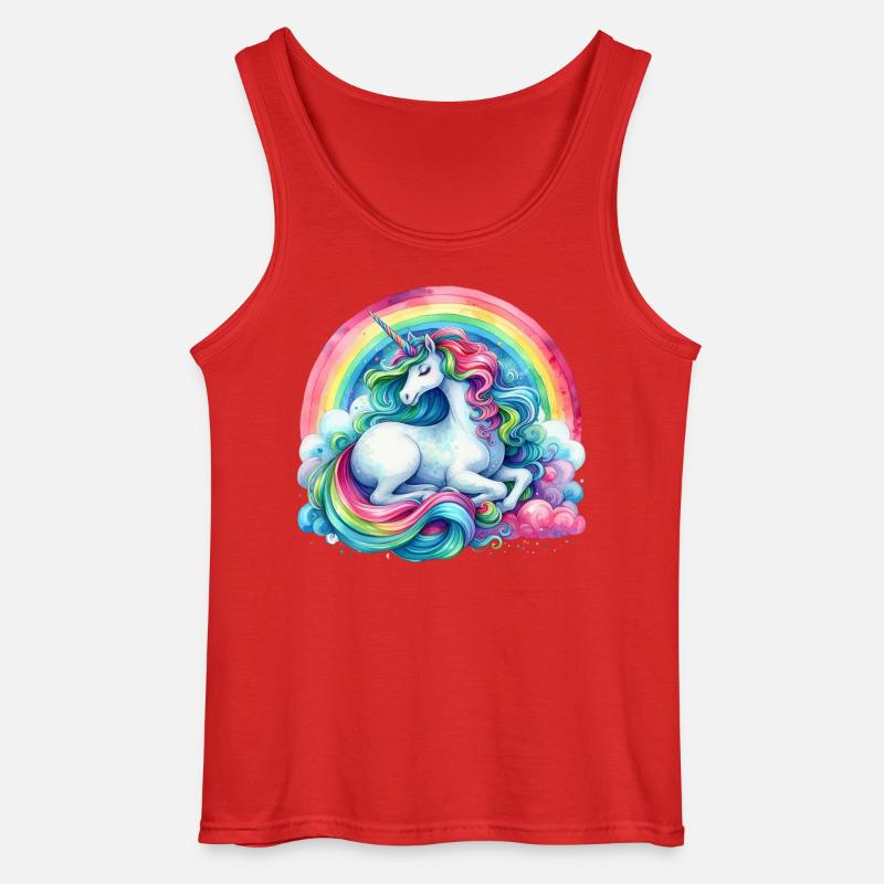 Regenbogen Traum Einhorn - Gildan Männer Tank Top - Rot
