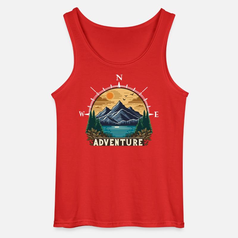 Bergsee Abenteuer Kompass - Gildan Männer Tank Top - Rot