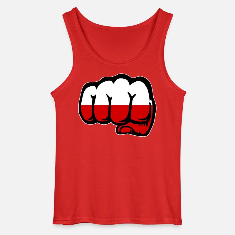 Polen Faust Flagge - Gildan Männer Tank Top - Rot