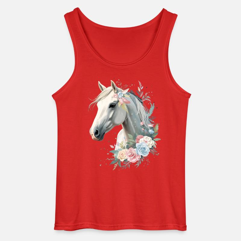 Pferd mit Blumenkranz Aquarell - Gildan Männer Tank Top - Rot