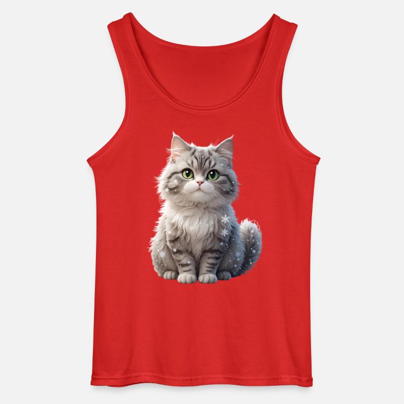 Winterfluff Katze mit Schneeflocken - Gildan Männer Tank Top - Rot