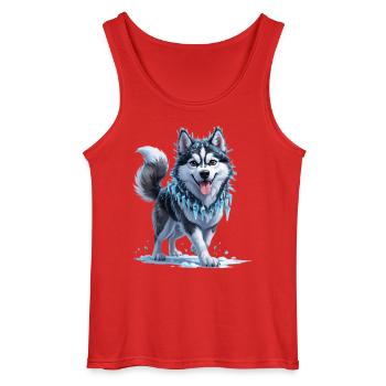 Eis Husky mit Eiskristallkette - Gildan Men’s Tank Top - red - Front - AI Model Male 185 dark (185cm)