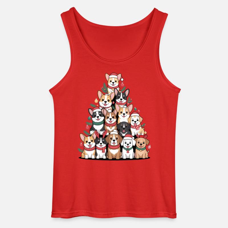 Weihnachtshunde Pyramide – Lustiger Xmas Look - Gildan Männer Tank Top - Rot