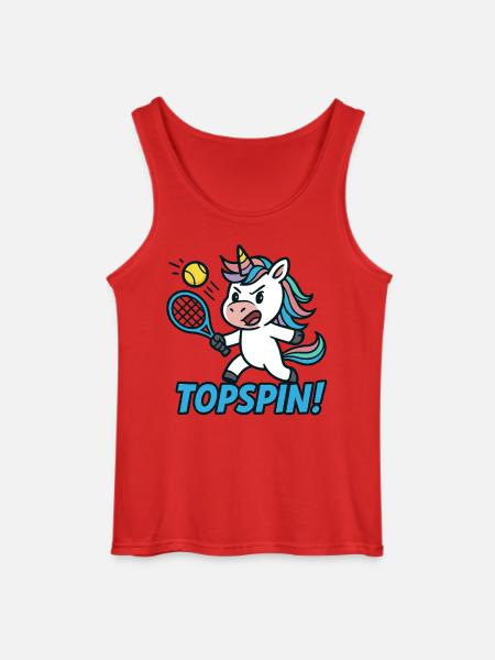 Topspin! Enhjørning Tennis Humor Kraft - Gildan tanktop til mænd - rød