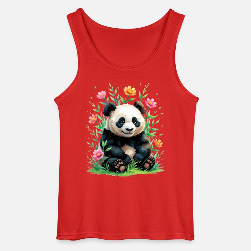 Panda im Blütenwald - Gildan Männer Tank Top - Rot
