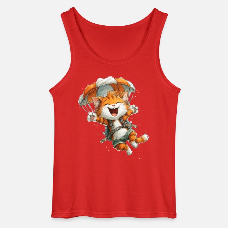 Paraglider Katze Luftabenteuer - Gildan Männer Tank Top - Rot
