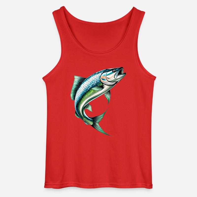 Hoppeaborre i grøn-blå - Gildan tanktop til mænd - rød