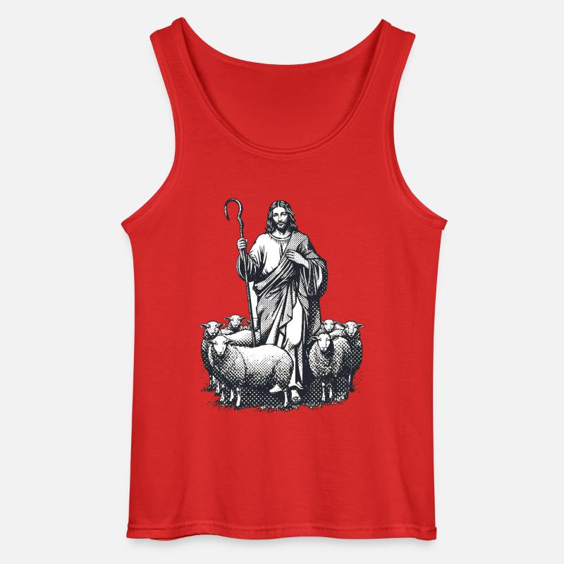 Hirte Jesus mit der Herde - Gildan Männer Tank Top - Rot