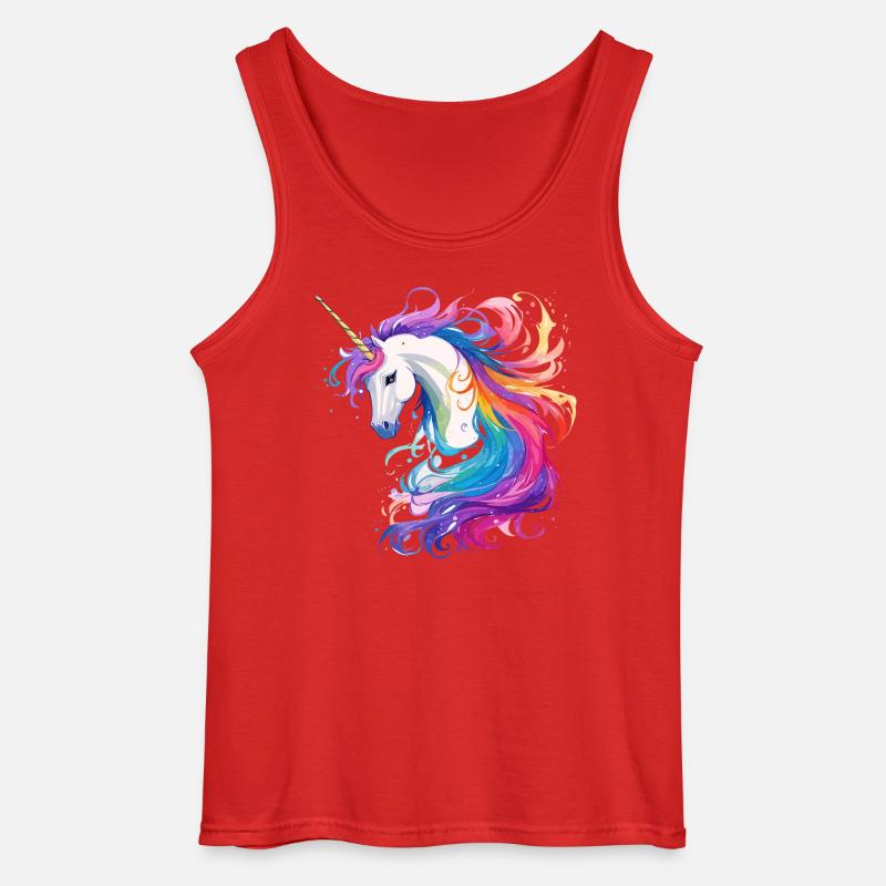 Regenbogen-Einhorn Kopf Portrait - Gildan Männer Tank Top - Rot