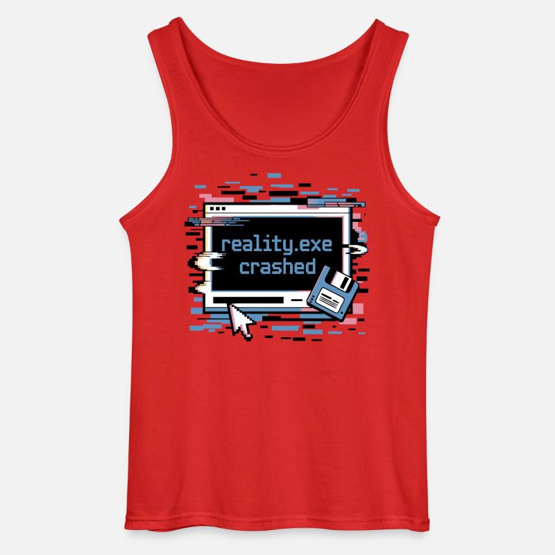 Reality.exe Crashed Retro Pixel Design - Gildan Männer Tank Top - Rot