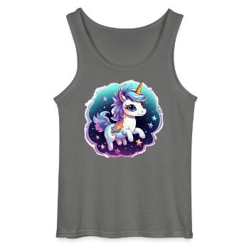 Cosmic Unicorn with Scarf - Gildan Men’s Tank Top - charcoal grey - Front - AI Model Male 185 dark (185cm)