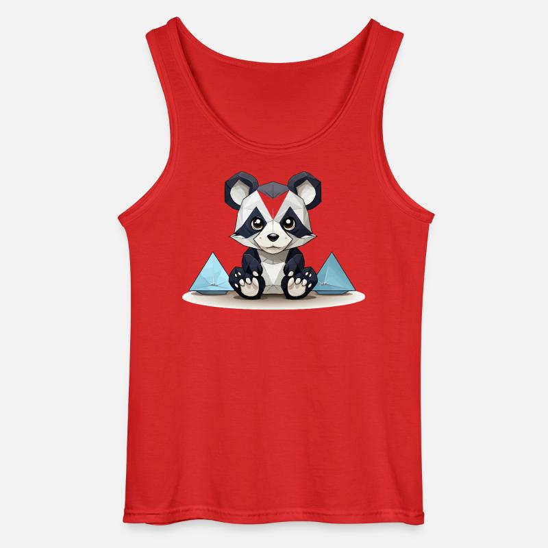 Low-Poly Panda am Eisgebirge - Gildan Männer Tank Top - Rot