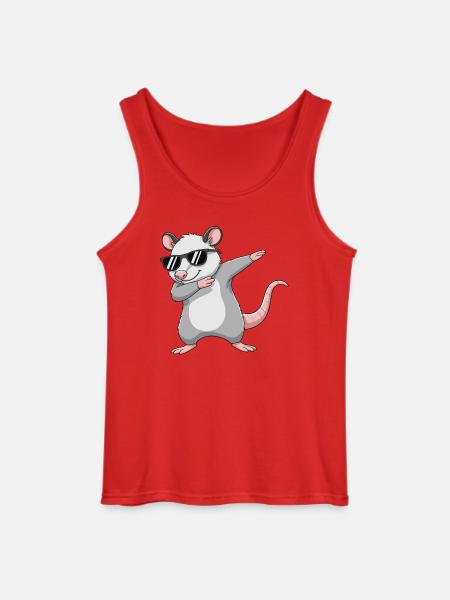 Cool Dabbing Opossum Sunglasses Cartoon Art - Gildan Men’s Tank Top - red