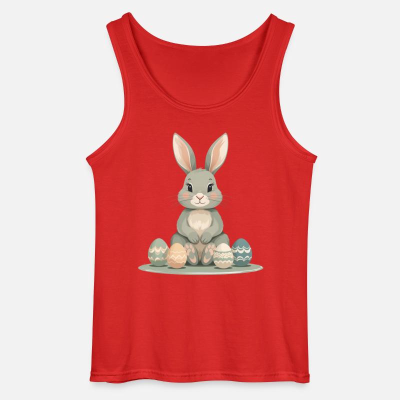 Pastel Bunny Easter Eggs - Gildan Men’s Tank Top - red