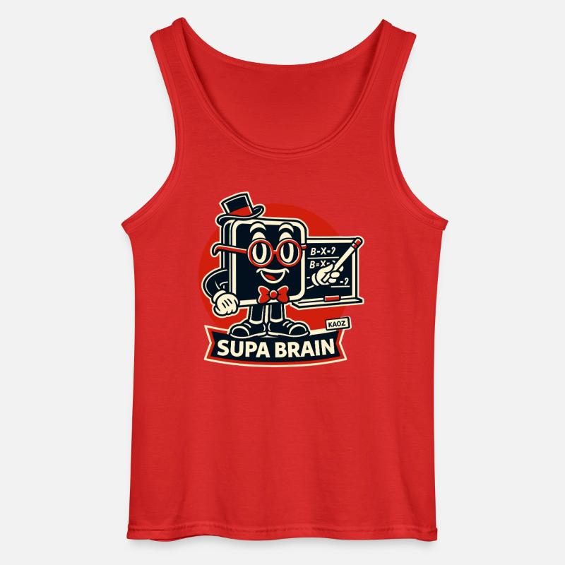 Supa Brain Gehirn Mathe Held - Gildan Männer Tank Top - Rot