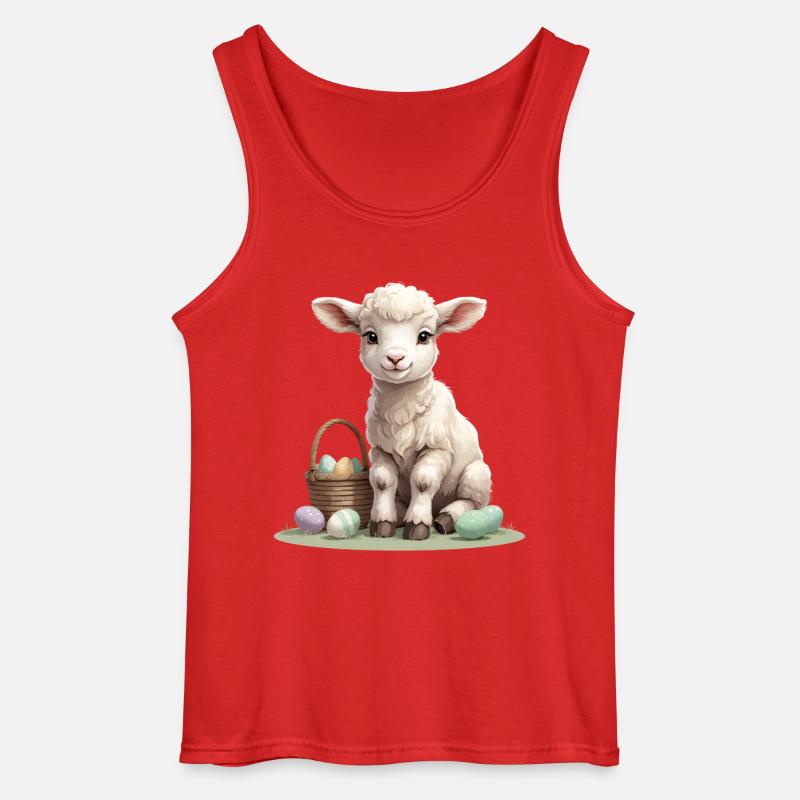 Pastel lamb with Easter eggs - Gildan Men’s Tank Top - red