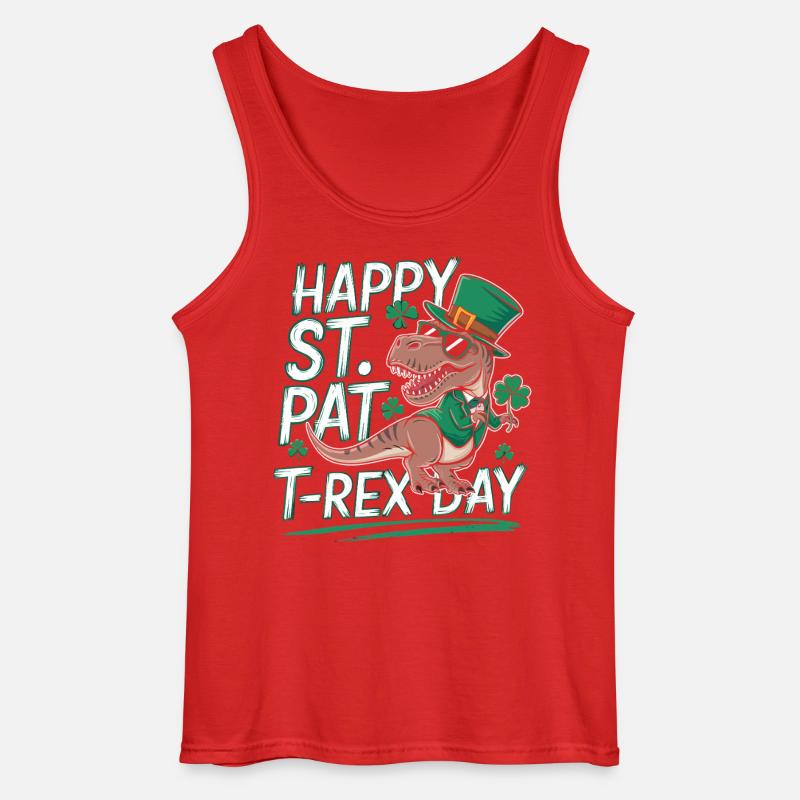 St Patricks T-Rex Hut - Gildan Männer Tank Top - Rot